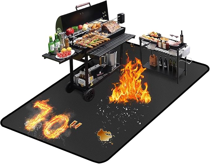 70 ×48 inches Under Grill Mat Fit Blackstone 28in & 36in Griddle/ Griddle Mat for Blackstone, Fireproof Indoor Fireplace Mat Fire Pit Mat BBQ Mats Grill Pads to Protect Deck Patio Smokers Gas Grills