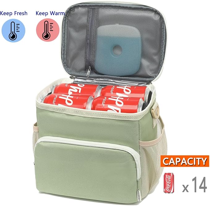 Insulated Lunch Bag for Adult/Women/Men, Reusable Large Lunch Box Cooler Soft Leakproof Tote, Thermal Meal Prep Lunch Pail with Adjustable Shoulder Strap for Picnic/Travel/Office,Grass Green