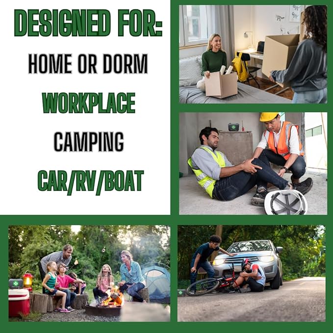 Travel Size 120 Piece First Aid Kit for Camping, Hiking, Boating, or Car- Perfect for Dorm Room Essentials, Boat Accessories, Camping Essentials, Survival Gear and Supplies, Emergency Supplies