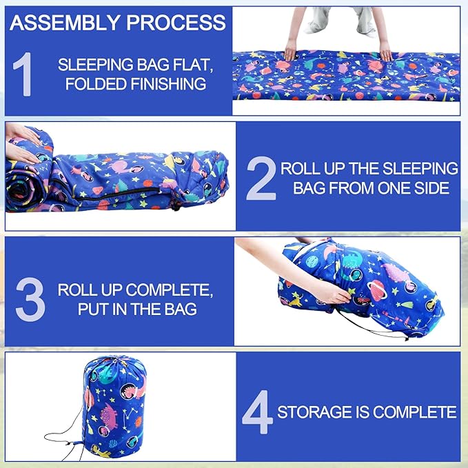 Camping Sleeping Bag for Kids 3 Season Warm Cool Cold Weather Waterproof Sleeping Sack for Boy Girl with Carry Bag Adult Travelling Outdoor Camping Gear Equipment