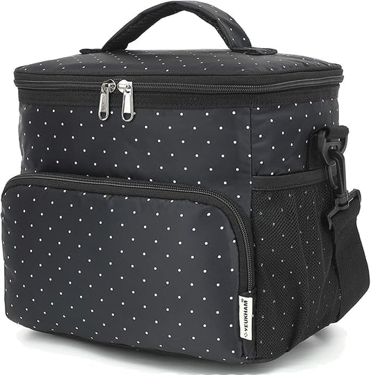 Insulated Lunch Bag for Adult/Women/Men, Reusable Large Lunch Box Cooler Soft Leakproof Tote, Thermal Meal Prep Lunch Pail with Adjustable Shoulder Strap for School/Travel/Office, Dot