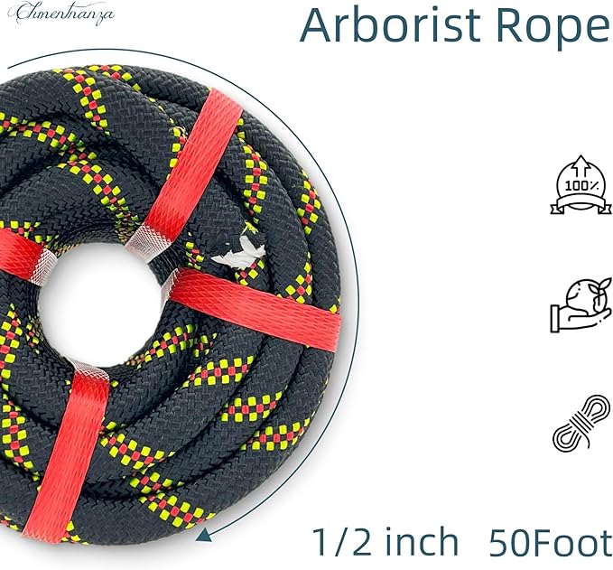 Arborist Rigging Rope Blue - 1/2 Inch Diameter 50 Ft - Heavy Duty Bull Rope for Arborist Climbing Nautical Swing Outdoor Adventures