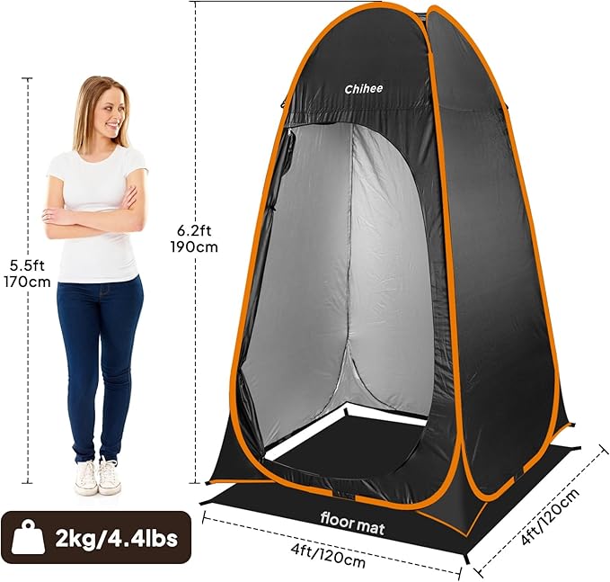 Chihee Outdoor Privacy Shelter Pop Up Camping Bathroom Tent Pod Portable Changing 1 Room Instant Camp Toilet Stall Shower Tents Dressing Room Foldable with Cover Floor Carry Bag Hiking Fishing