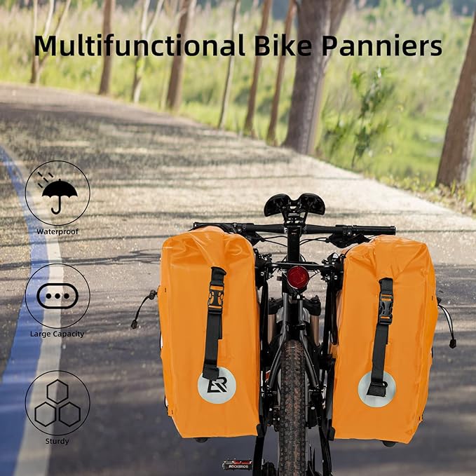 ROCKBROS Bike Panniers Waterproof Bike Rear Rack Bag Max 30L Large Capacity Bike Rear Panniers for Cycling Traveling Commuting