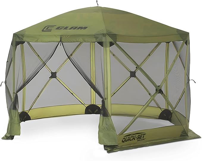 CLAM Pop Up Screen Tent, Outdoor Camping Gazebo Canopy, Escape, 11.5', Green