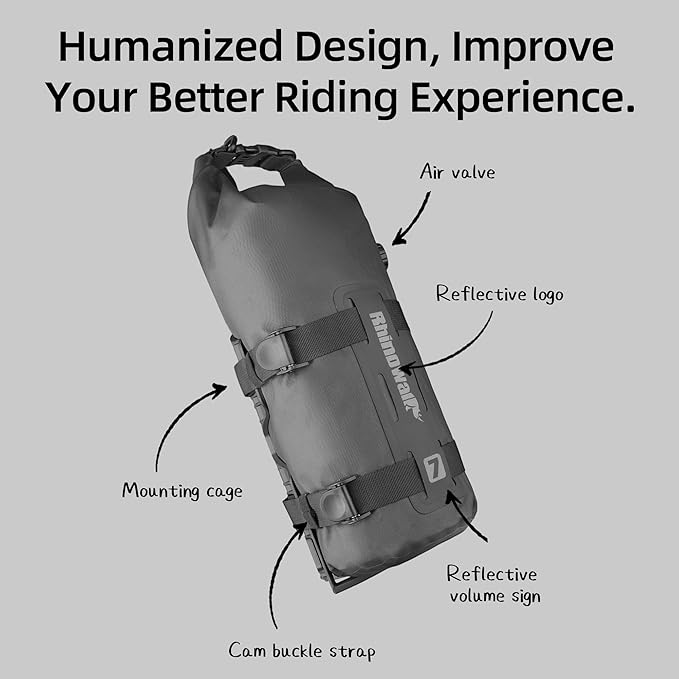 Rhinowalk Bike Front Fork Bag Waterproof Bicycle Pannier Bag 4/7L Bicycle Rolltop Dry Bag for Bikepacking