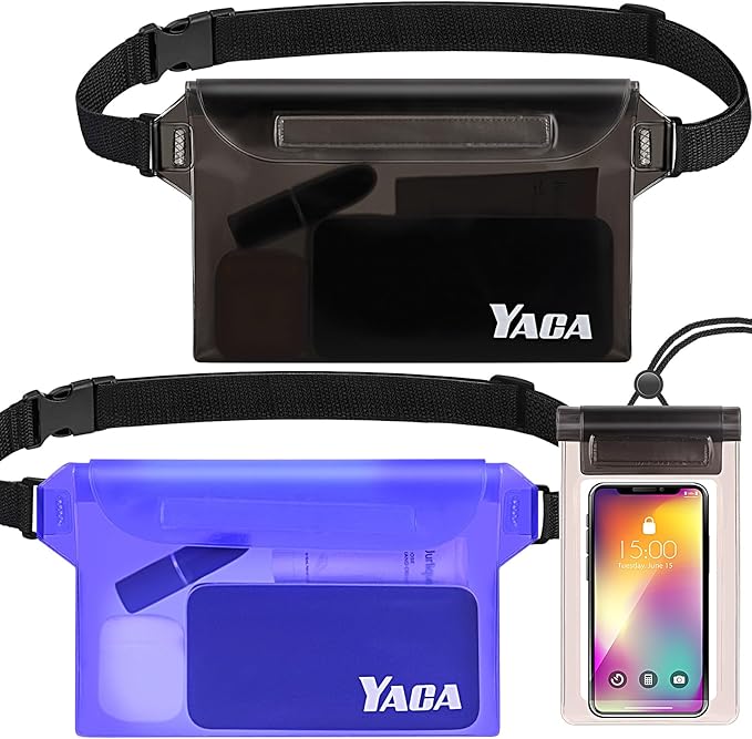 Waterproof Fanny Pack, 2PCS Touchscreen Sensitive Waterproof Phone Pouch, Dry Bag with Adjustable Waist Strap, Water Proof Pouch For Kayaking, Swimming, Boating, Floating, Perfect Beach Essentials