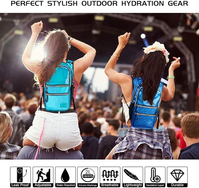 Hydration Backpack Pack, Water Backpack 20L Included 2L Hydration Bladder, Festival Essential - Rave Hydration Pack Hydropack for Hiking, Running, Biking, Festival Gear