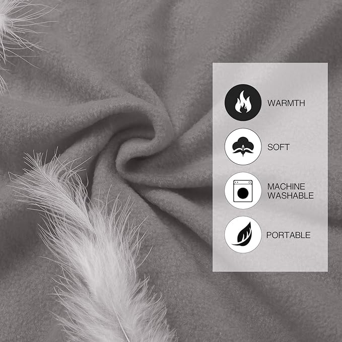 REDCAMP Fleece Sleeping Bag Liner for Adult Warm or Cold Weather, 75" Long Full Sized Zipper Camping Blanket for Outdoor Indoor Used with Sack, Grey