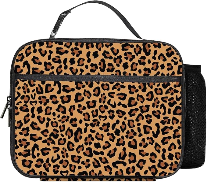 Leopard Print Lunch Bag Reusable Insulated Cheetah Lunch Box Keep Food Cooler Thermal Lunch Tote for Women Men