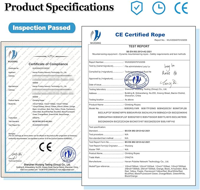 Double Braided Arborist Rope (1/2 in x 100 ft) Polyester Rope Bull Rope 48 Strands for Tree Work Climbing Pulling Swing Sailing, Blue