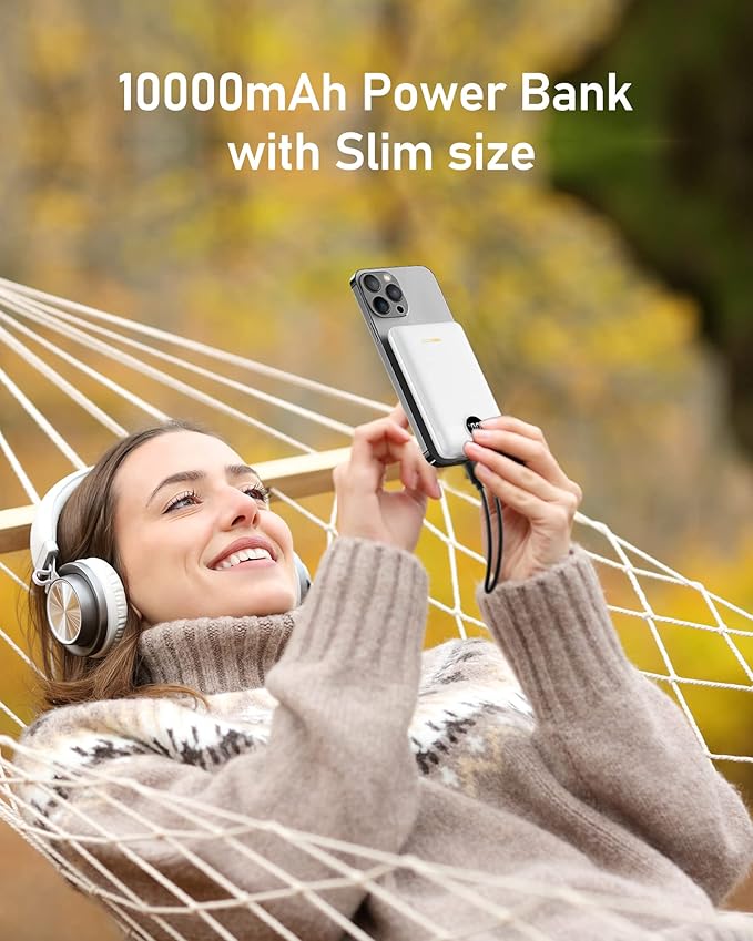 VEEKTOMX Mini Power Bank 10000mAh, 22.5W Fast Charging Small Portable Charger with PD 3.0 & QC 3.0,USB C Slim Compact iPhone Charger, Dual Output Compatible with iPhone, Samsung,Travel Must Haves