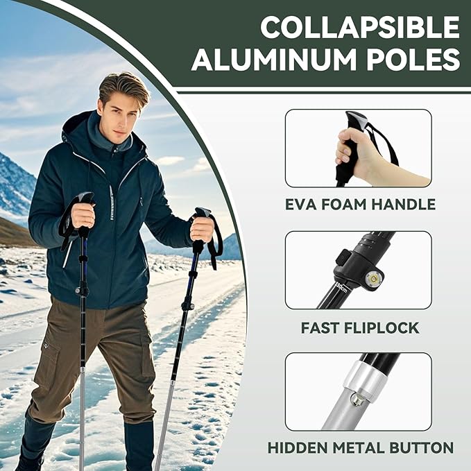 Trekking Poles Collapsible Hiking Poles - 2 Pack Aluminum Hiking Sticks, Lightweight Walking Sticks for Seniors, Men, Women Balance, Tri-Fold Walking Poles for Backpacking by Underwood Aggregator