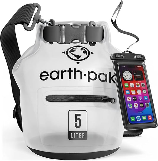 Earth Pak Waterproof Dry Bag with Zippered Pocket - Waterproof Dry Bag Backpack Keeps Gear Dry