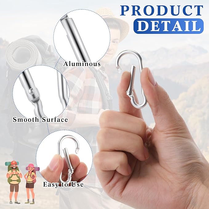 500 Pcs 2" Spring Snap Hooks Bulk Small Aluminum Alloy Clip Keychain Spring Snap Hook for Hanging Camping Hiking Traveling Fishing Outdoor