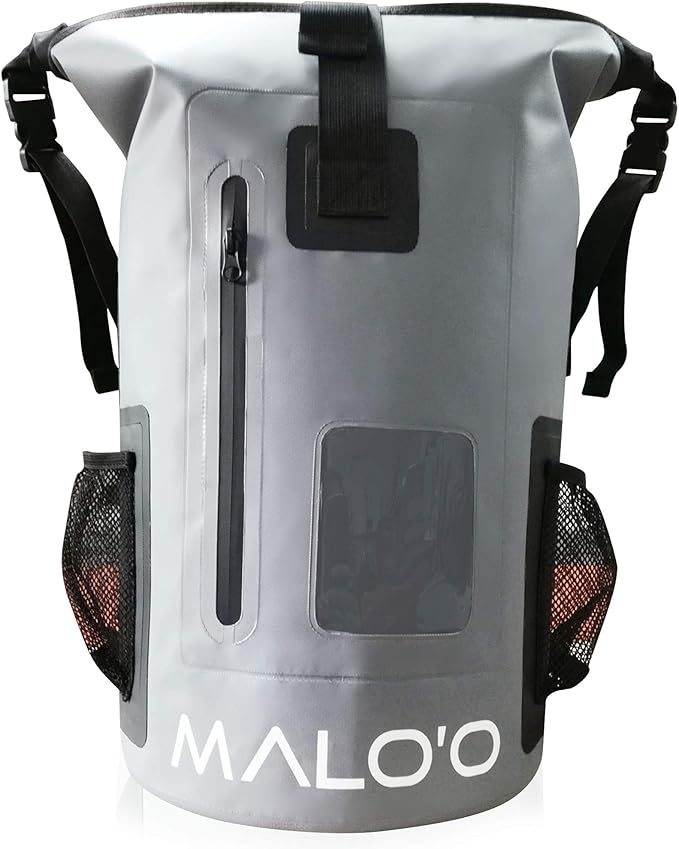 Malo'o 30L Waterproof Roll-Top Backpack - Ideal for Beach, Backpacking, Fishing, and Kayaking - Heavy-Duty Beach and Boat Accessory