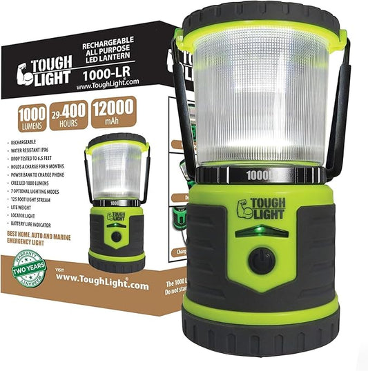 USB Rechargeable Camping Lantern, 1000 Lumens LED Lantern, Tent Lamp, 12000mAh Power Bank, 400 Hour, 7 Modes, Candle Feature, for Outdoors & Emergency