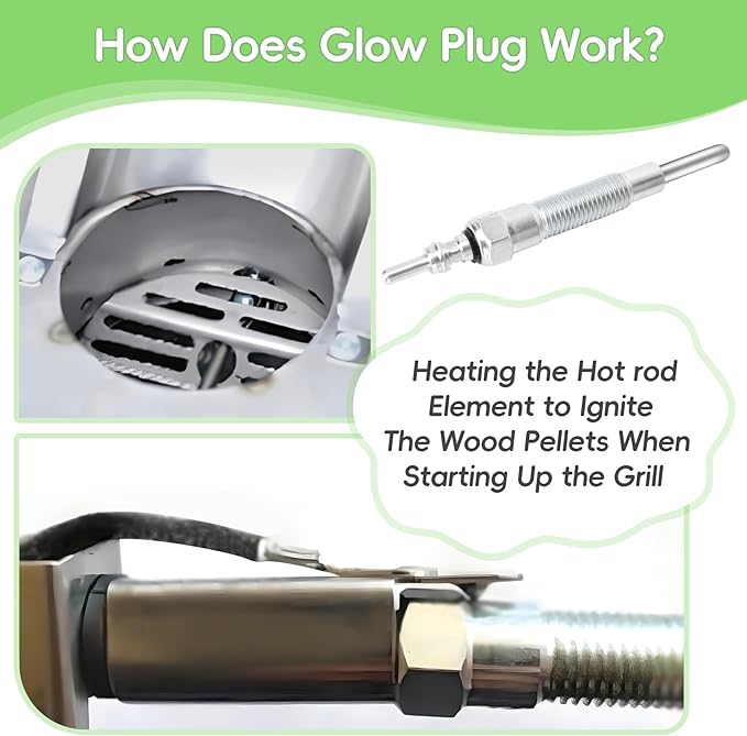 SafBbcue Glow Plug for Weber SmokeFire EX4/EX6/EPX6 Wood Pellet Grills with 4pcs 250V Grill Fuses for Weber Wood Pellet Grills,Replacement Glow Plug for Weber 7009,an Element to Ignite Wood Pellets