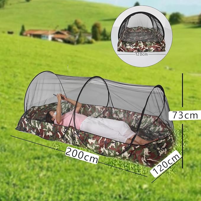 Pop Up Mosquito Tent 2-Person Large Portable Foldable Pop-up Screen Tent Mosquito Camping Net Tent for Double Persons Camping Hiking Outdoor Installation-Free (Camouflage)
