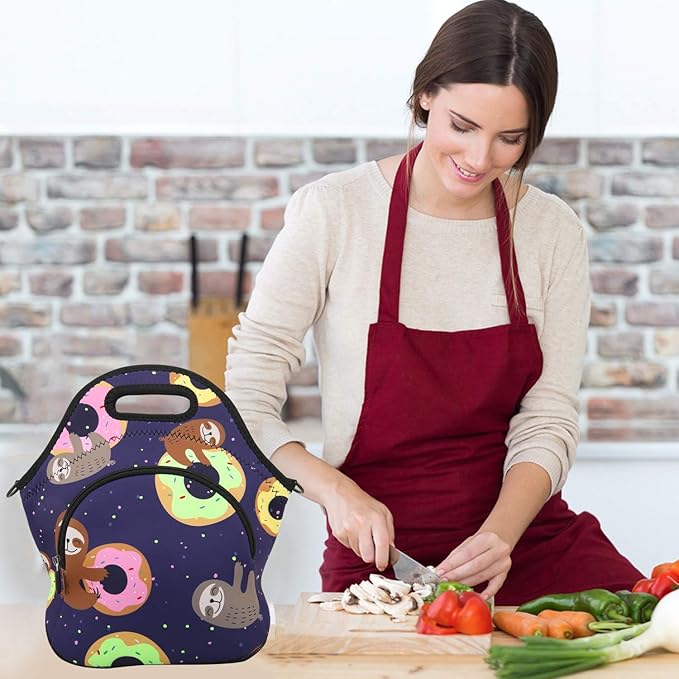 Violet Mist Neoprene Lunch Bag Reusable Insulated Box with Adjustable Shoulder Strap for Men and Women