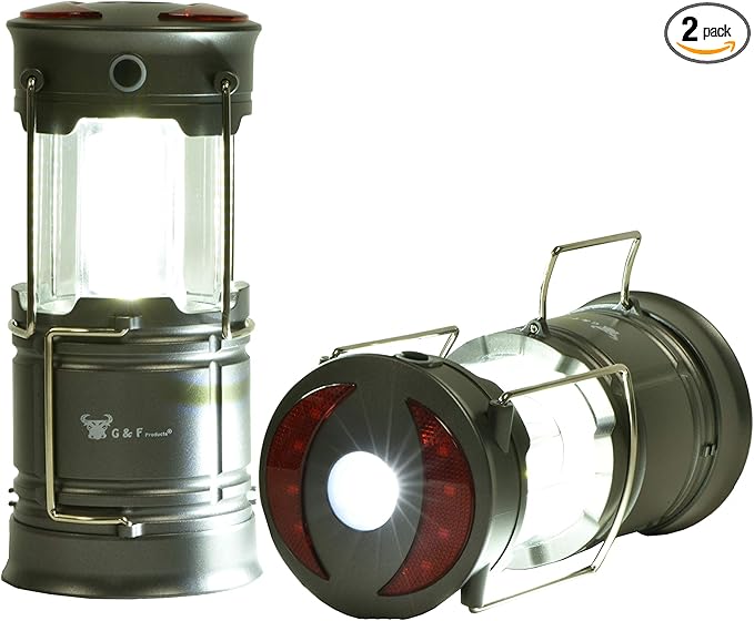 G & F Products 2 Pack 360 LED Lanterns flashlights Emergency Lights with Magnet Base for Super Bright, Long-Lasting Run-time, Battery Powered Outdoor LED Lantern, 200 Lumens