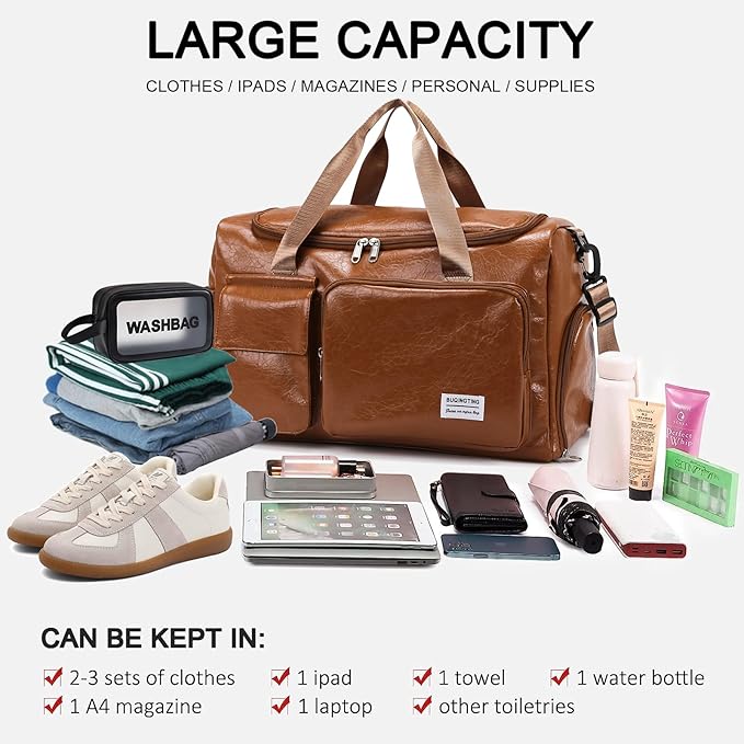 Small Gym Bag for Women, Travel Duffle Bag Carry On Weekender Bag with Shoe Compartment