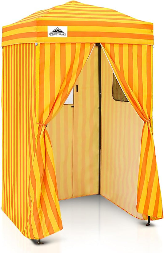 EAGLE PEAK Flex Ultra Compact 4x4 Pop-up Canopy, Sun Shelter, Changing Room, Portable Privacy Canopy Cabana for Pool, Fashion Photoshoots, or Camping, 4x4 ft, Yellow/Orange