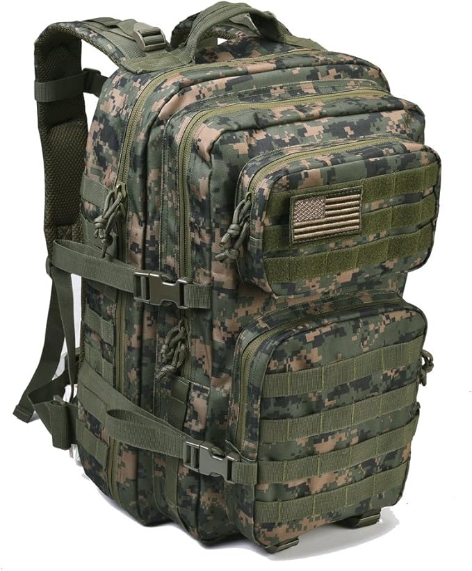 REEBOW GEAR Military Tactical Backpack Large Army 3 Day Assault Pack Molle Bag Backpacks (Woodland Camo)