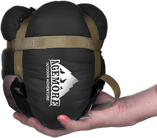 AGEMORE Ultralight Warm Weather Sleeping Bag, Portable Lightweight Waterproof Compact Sleeping Bag with Compression Sack, Fit for Kids Teens or Adults Outdoor Camping, Backpacking & Hiking