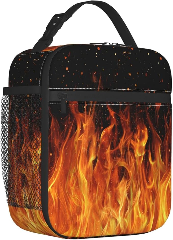 Fire Lunch Bag Insulated Reusable Lunch Box Thermal Cooler Tote For Men Women Work Travel Picnic Hiking