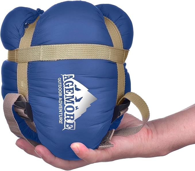 AGEMORE Ultralight Warm Weather Sleeping Bag, Portable Lightweight Waterproof Compact Sleeping Bag with Compression Sack, Fit for Kids Teens or Adults Outdoor Camping, Backpacking & Hiking