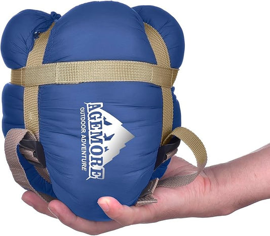 AGEMORE Ultralight Warm Weather Sleeping Bag, Portable Lightweight Waterproof Compact Sleeping Bag with Compression Sack, Fit for Kids Teens or Adults Outdoor Camping, Backpacking & Hiking