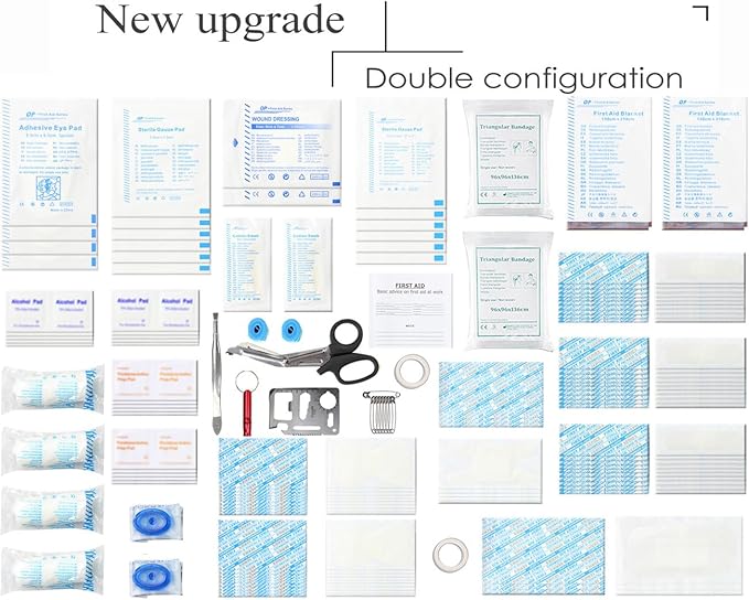 SHBC Waterproof First Aid Kit (228pcs) with All Basic or Advanced Supplies You Need. Suitable for Emergencies at Home or Outside, Travel, Home, Camping, Blue