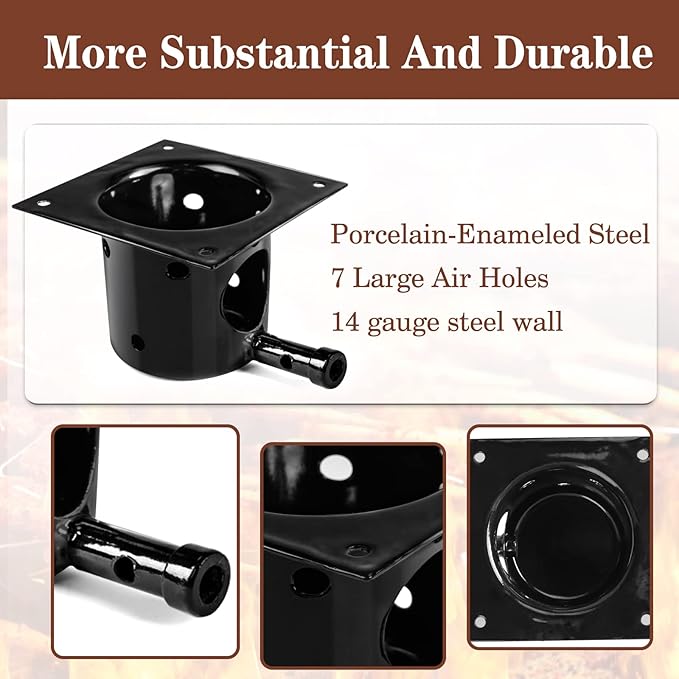 Fire Pot Burn Pot and Hot Rod Ignitor Kit Replacement for Traeger, Pit Boss and and Camp Chef Pellet Grill/Smoker Parts - Heavy Duty Black Enamel Fire Pot with Ash Remover, Screws and Fuse