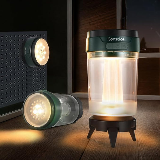 Consciot LED Camping Lantern, USB-C Rechargeable, 5 Light Modes 3 Color Temperatures 4400mAh Battery | Disassembly Free Design & Magnetic | Dimmable Flash Light & Night Light for Indoor and Outdoor