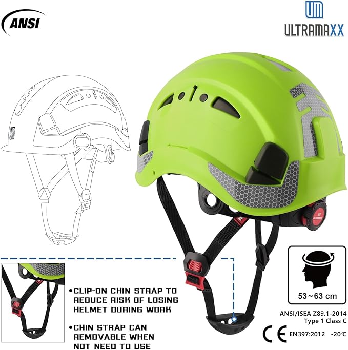 Safety Helmet Hard Hat, ANSI Z89.1 Approved Lightweight Vented Work Helmet, 6-Point Adjustable Ratchet Suspension Hardhat Ideal for Industrial and Construction