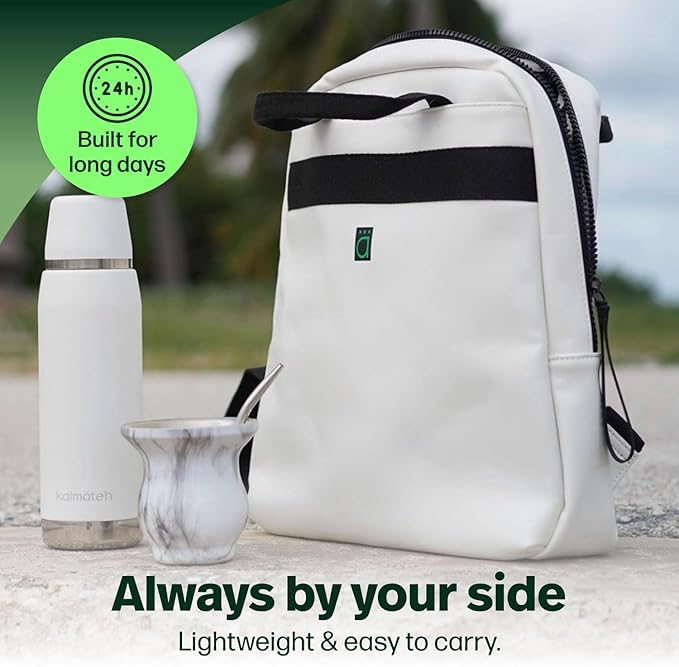 KALMATEH Thermal Double Walled Vacuum Insulated Stainless Steel Beverage Bottle 760ml, Precise Pouring & Heat Retention For Coffee, Tea, Yerba Mate and Camping