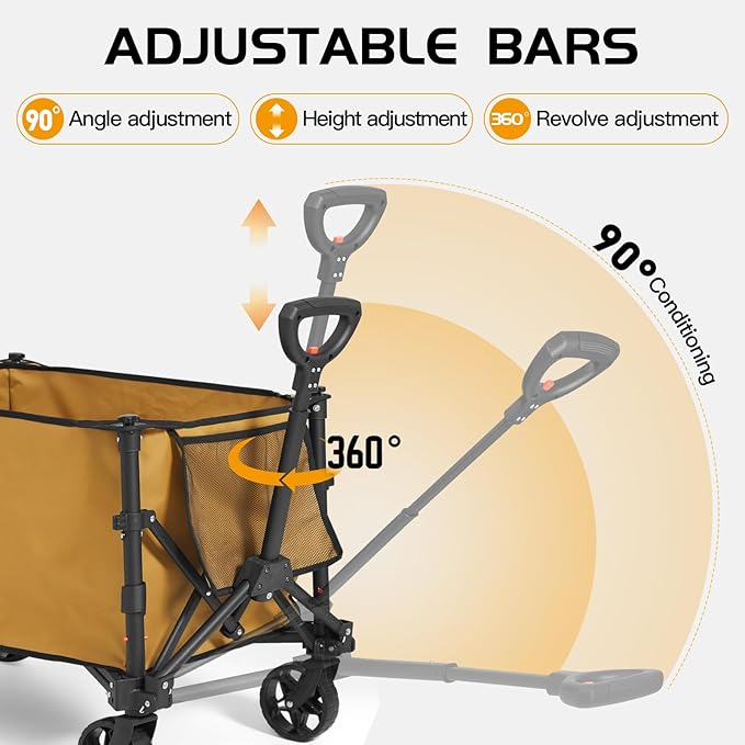 FREE SOLDIER Collapsible Foldable Wagon, Light Duty, Folding Wagon Portable with Removable Wheels and Adjustable Handle for Beach, Camping, Garden, and Shopping