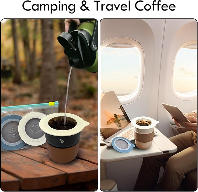 Portable Pour Over Coffee Dripper Reusable Coffee Filters Pour Over Coffee Maker for Camping Coffee, Travel Coffee Maker (50, white)