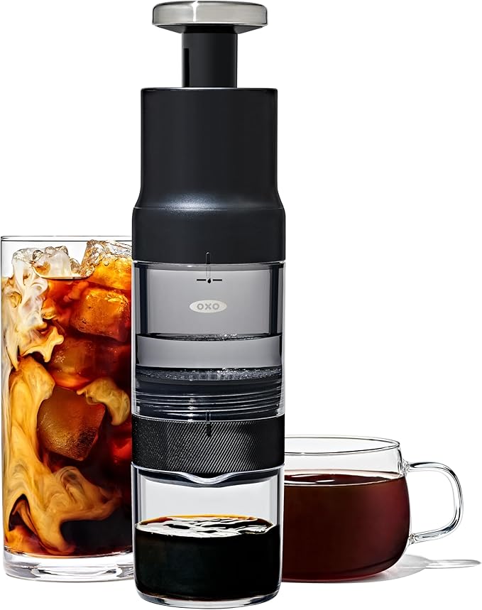 OXO Brew Rapid Brewer - Portable Coffee Maker, Fast Manual Hot & Cold Brew, Small Handheld Brewer, Compact Travel Coffee Maker