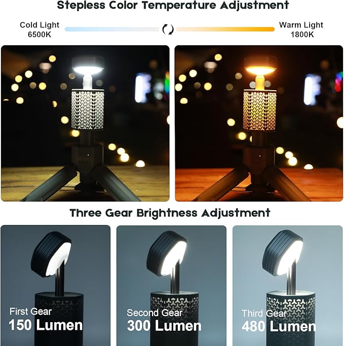 Camping Lights,Telescopic Camping Lantern with Storage Bag,7800mAh Rechargeable Outdoor Adventure Emergency Light,Waterproof LED Work Lights with Magnetic