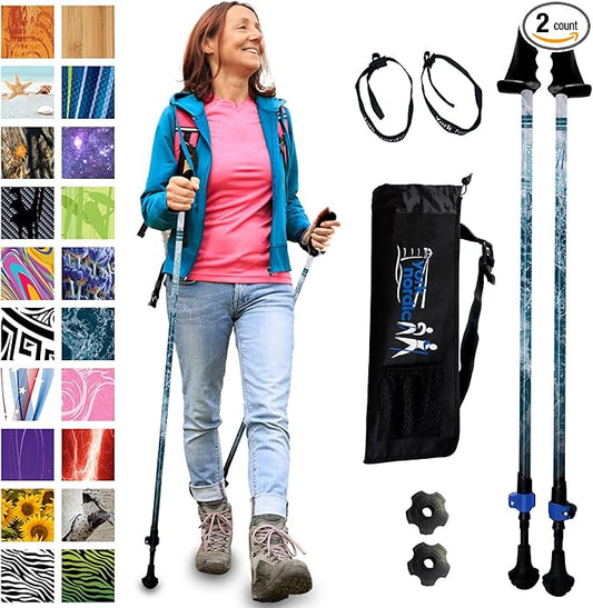 York Nordic Motivator Walking Poles for Balance and Rehab - Patented Stability Grips - Lightweight, Adjustable, and Collapsible - 2 Pieces Adjustable w/flip Locks - Heights 4'6" up to 6'2" - 230 lbs