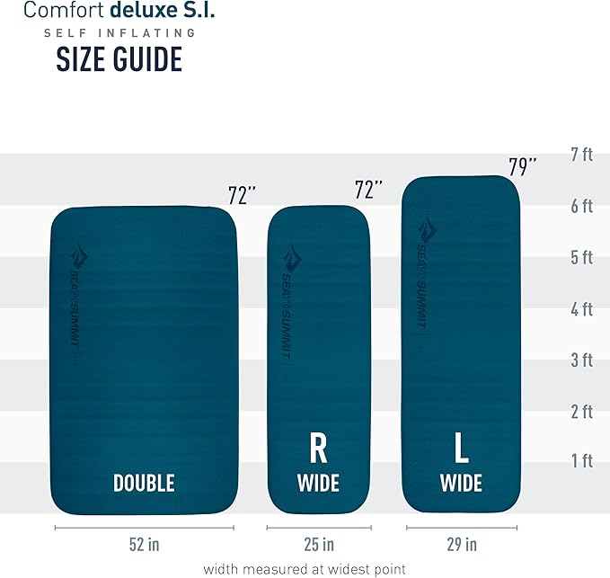 Sea to Summit Comfort Deluxe Self-Inflating Foam Double Sleeping Pad, Byron Blue
