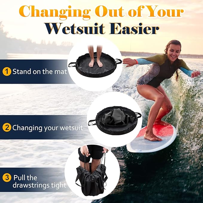 Wetsuit Change Mat, Portable Large Beach Dry Bag Waterproof Changing Mats with Shoulder and Handle Strap for Surfing