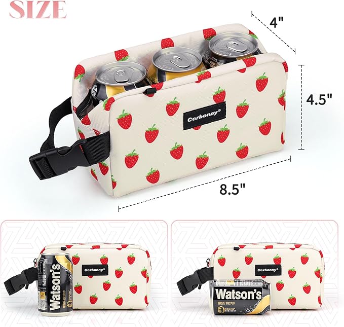 Small Cooler Bag Freezable Lunch Bag for Work School Travel,Small Lunch Bag,insulated snack bag For Adults/Kids,Mini Cooler,Lunch bag small Fit For Yogurt（Strawberries）