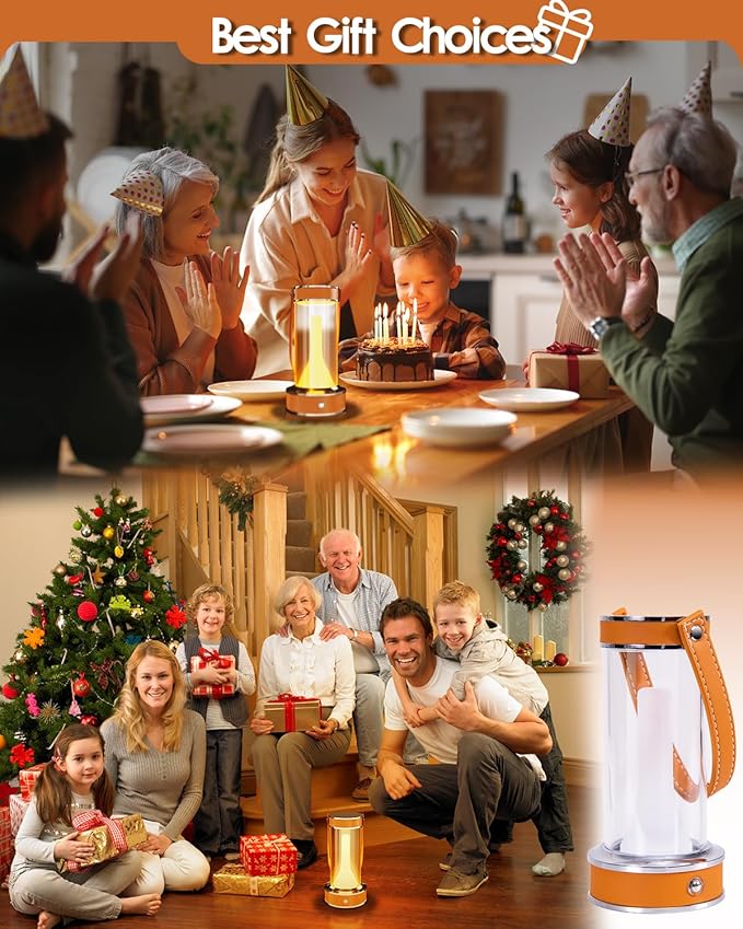 ROSHWEY Rechargeable Table Lamp, Portable Camping Lantern Dimmable Small Nightlight for Indoor Outdoor, Home Emergencey and Outages Lights, Orange Handle