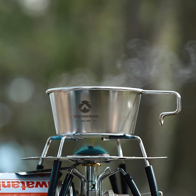 CAMPINGMOON 2pcs Set Stainless Steel Deep Type Camping Sierra Cup 450ml S-360