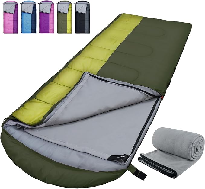 XL 10 Degree Sleeping Bags Waterproof for Adults 350GSM Machine Washable with Compression Sack for 3-4 Season Camping Outdoor