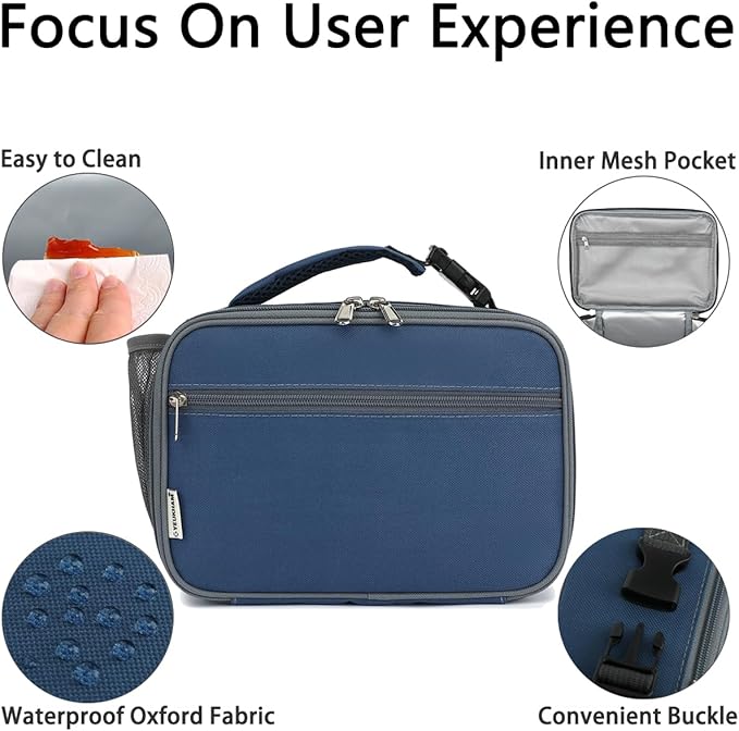 Insulated Lunch Box for School, Thermal Reusable Durable Freezable Lunch Bags for Kids Boys Girls Men Women - Small Soft Cooler Portable Lunch Tote Kit for Work Picnic Travel,Cyan