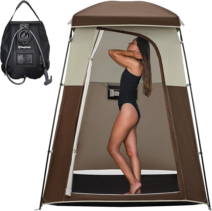 KingCamp Shower Tent, Portable Privacy Tent Outdoor Camping 1/2 Room Toilet Tents with Shower Bag & Dressing Room for Travel Beach Tailgate